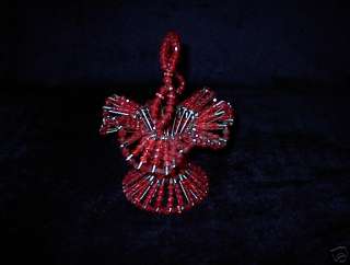 Bead and Pin Basket Vintage ALL Red #4  