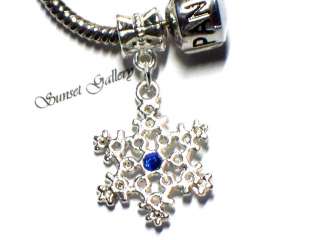   WITH SAPPHIRE RHINESTONES EUROPEAN BEAD CHARM FITS BRACELETS  