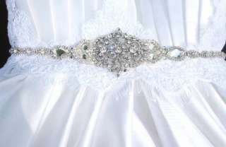 Bridal wedding dress gown crystal beaded sash belt  