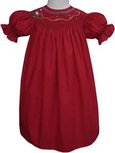 Smocked Santa Christmas Red Bishop Dress 3T 3 16478  