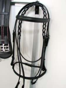 17 Black DRESSAGE English CHAFLESS GIRTH BRIDLE Saddle BRIDLE REINS 