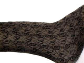 Vintage Pin up Black Lace Print Nylon Stockings Unused Size 10  