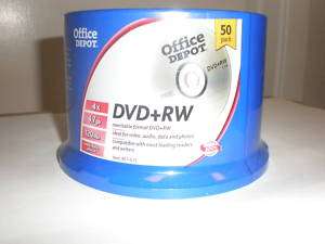 100 NEW Office Depot DVD+RW Rewritable Blank Media 4X  