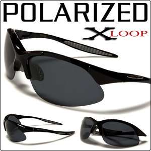Polarized X Loop New Sports Wrap Mens Boating Sunglasses Black Frame 