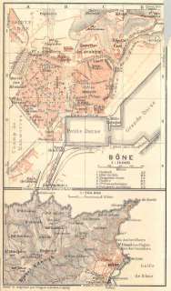 Algeria BONA Bône Annaba Algérie.Vintage City Map.1911  
