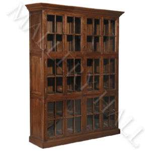 Solid Oak Wood Office 12 Door Glass Bookcase Cabinet  