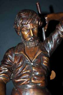 The Blacksmith Bronze Statue Marble Base Signed Art  