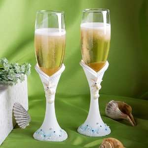  Finishing Touches Collection Beach Themed Champagne Flutes 