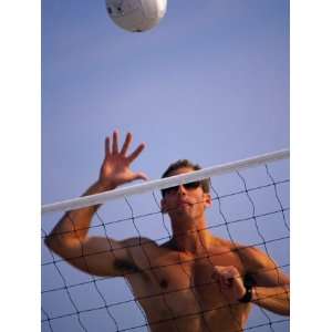  Young Man Playing Beach Volleyball Giclee Poster Print 