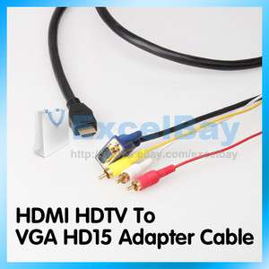   HDMI To VGA 3RCA Converter Audio Video Adapter Cable For HDTV 1080p E