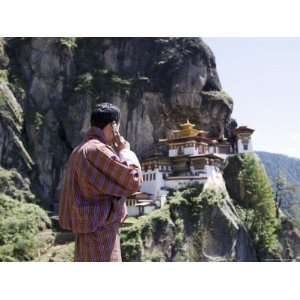  Bhutanese Man with Cell Phone, Taktshang Goemba (Tigers 