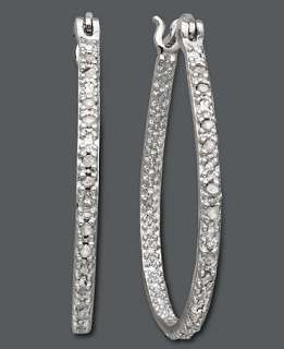 Townsend Diamond Earrings, Sterling Silver Diamond Oval Hoop Earrings 