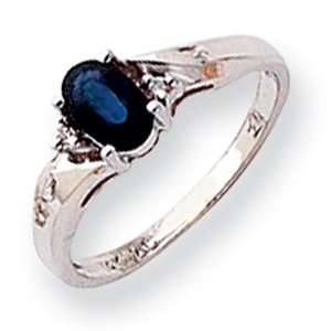  Sapphire Diamond Birthstone Ring in 14k White Gold (0.02 