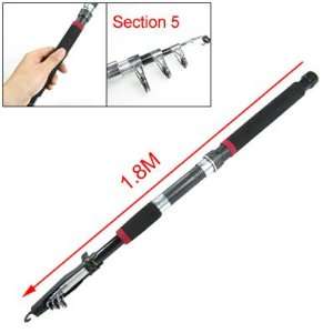   Sections Telescoping Ring Guide Fishing Rod Black