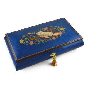  Beautiful 36 Note Royal Blue Instrumental and Floral Wood 