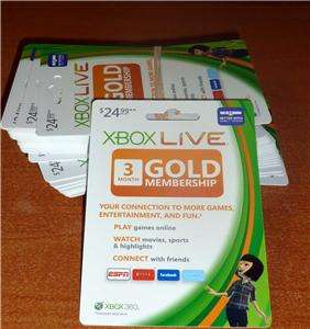 Xbox 360 Live 3 Month Subscription Gold Card   