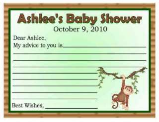 20 MONKEY JUNGLE BABY SHOWER ADVICE CARDS  