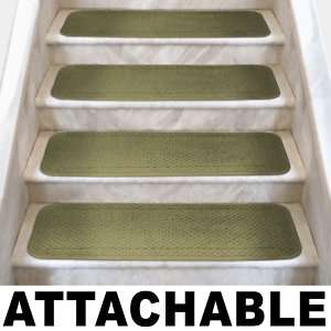 12 ATTACHABLE Carpet Stair Treads OLIVE GREEN rugs  