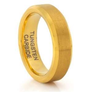 6MM Tungsten Carbide Brushed Gold Wedding Band Ring (Available Sizes 4 