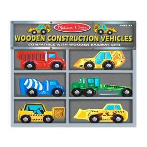   Melissa & Doug Deluxe Wooden Construction Vehicles Set Toys & Games
