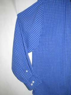 Ralph Lauren Royal Blue Checkered RLL Crown Crest Blouse Dress Shirt 
