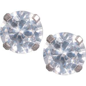 Titanium Round Cz 6mm Earrings Pair 23592 Titanium  