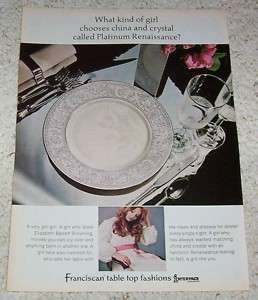 1971 Franciscan Renaissance China Dinnerware PRINT AD  