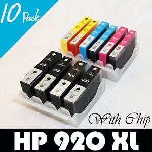 10 pk HP 920 XL Ink Cartridge Set Black/Color With Chip  