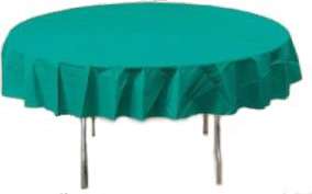 Teal Plastic Round Tablecloth 82  