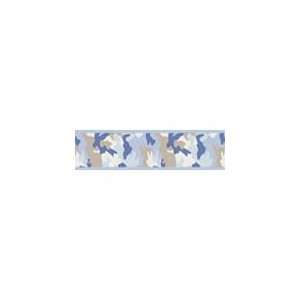 Blue and Khaki Camo Army Camouflage Baby and Kids Wall Paper Border by 