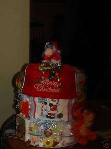 DIAPER CAKE DISNEY EEYORE HOLIDAY CHRISTMAS GIFT BABY  