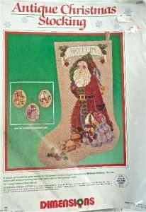 Cross Stitch KIT~ANTIQUE Father Christmas STOCKING~Santa+Toys 
