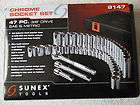 SUNEX TOOLS CHROME SOCKET SET 47 PC #9147 3/8 DRIVE SAE & METRIC