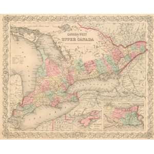   1855 Antique Map of Canada West or Upper Canada