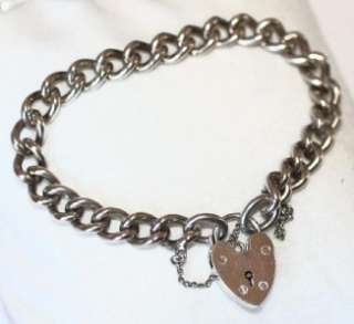   STERLING SILVER CHARM BRACELET With PADLOCK CLASP ~33 grams CHUNKY