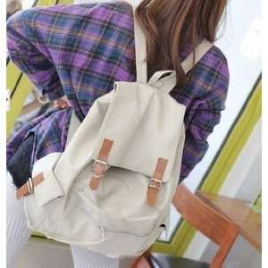  Off white Canvas Backpack Schoolbag Super Cute for School 