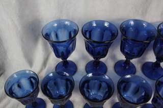 L582 12 COBALT DEEP BLUE IMPERIAL GLASS OLD WILLIAMSBURG WATER GOBLETS 