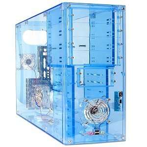  11 Bay ATX Transparent Blue Computer Case with 3 LED Fans 