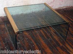 Pace Intl. Collection Glass Brass Coffee Table Mid Century Vintage 