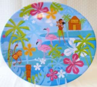 OVAL MELAMINE DINNER PLATES Tiki Flamingo Hawaiian  