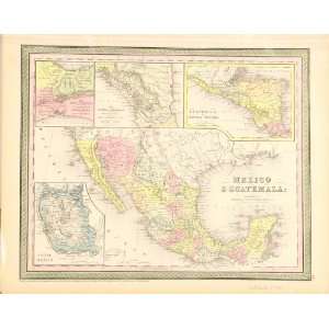  Antique Map of Central America Mexico and Guatemala, 1854 