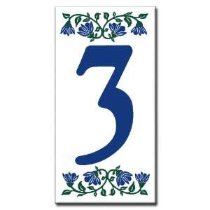  Ceramic Address Tile   2x4 House Address Number Bluebell 