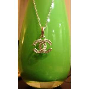  Chanel Filled with Diamonds in White Gold Tone Necklace 