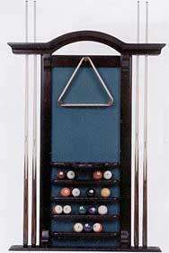 CUE ARCH WALL RACK FOR BILLIARD POOL TABLE CUES~MAHOG  