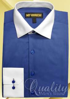 WHITE COLLAR CUFF ROYAL BLUE DRESS SHIRT 15 15.5 32/33  