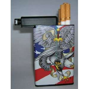 Cigarette Case Cards Eagle and Sword Built on Lighter Holder
