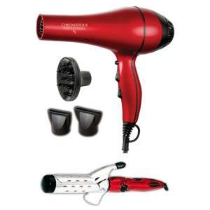   E3 Salon Hair Dryer + Hot Tools 1 1/2 Halogen Curling Iron Red  