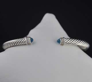 David Yurman 5mm Blue Topaz Cable Classics diamond bracelet  