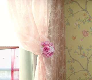 Pink Flower half ball Curtain clip Holder  2 pieces  
