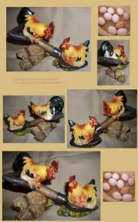 DECORATIVE ROOSTER and HEN HANDPAINTED COLORFUL DECORATE YOUR KITCHEN 